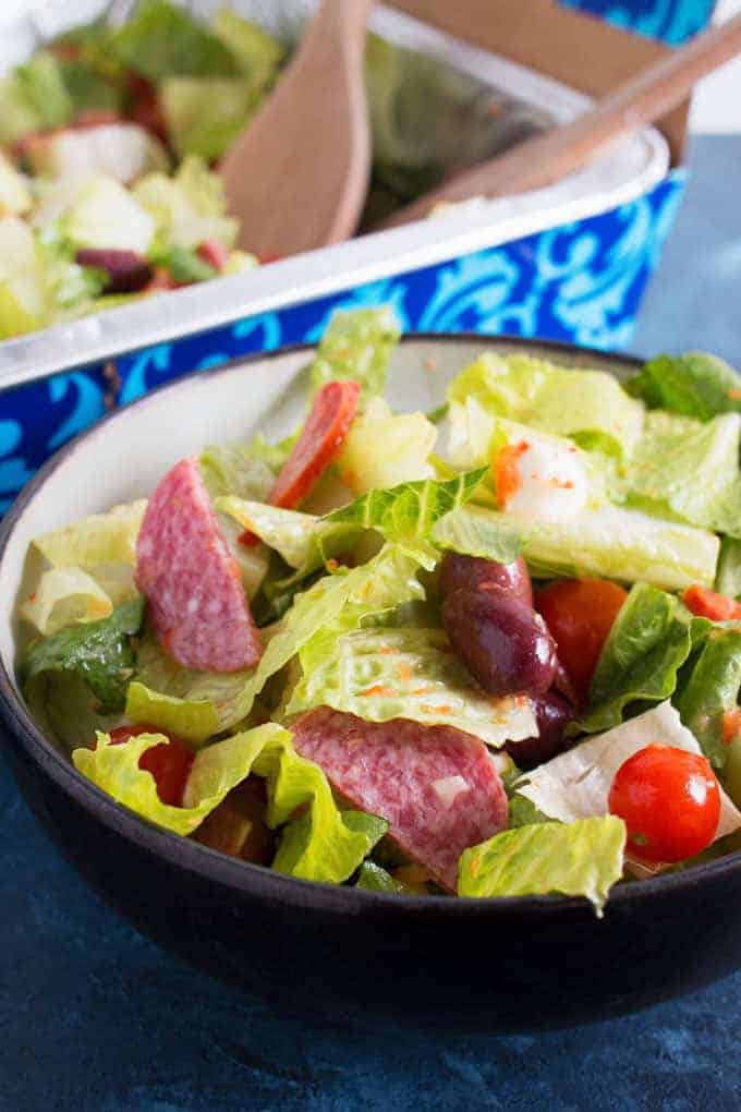 Looking for a last minute party recipe? This easy antipasto salad is the best for large crowds when you're short on time!