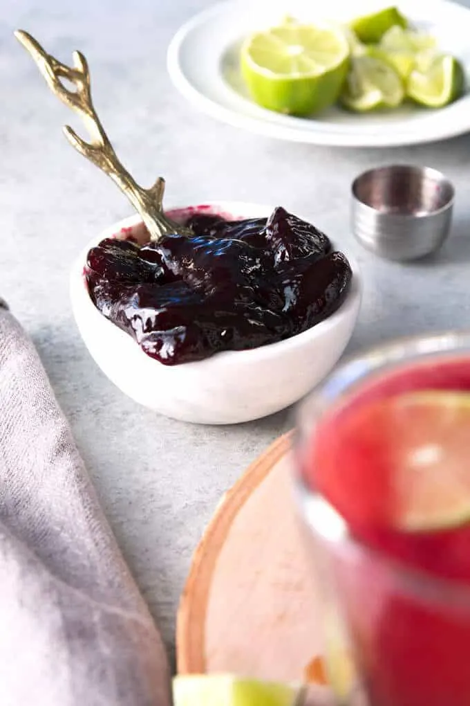 jam in a small marble bowl