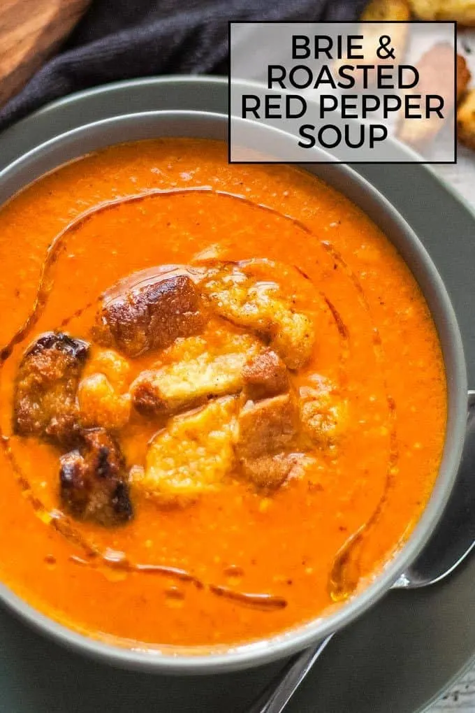 brie roasted red pepper soup pinterest image