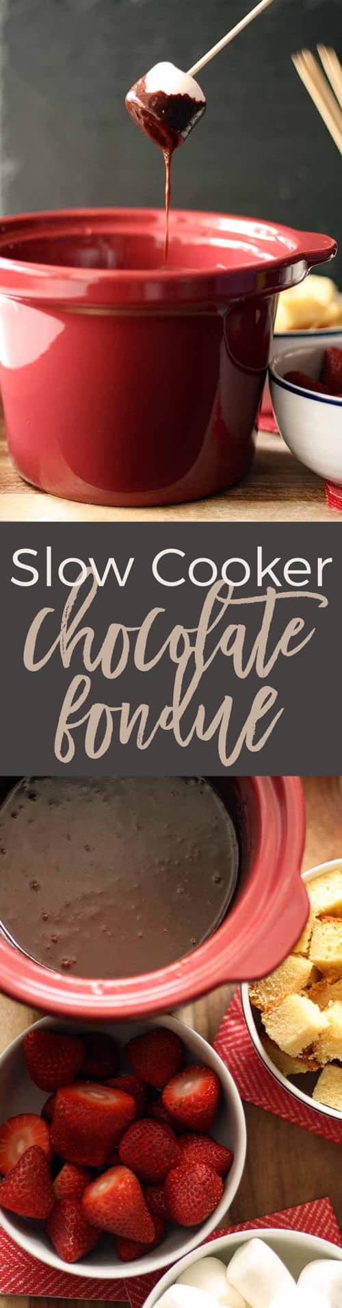 slow cooker chocolate fondue Pinterest picture