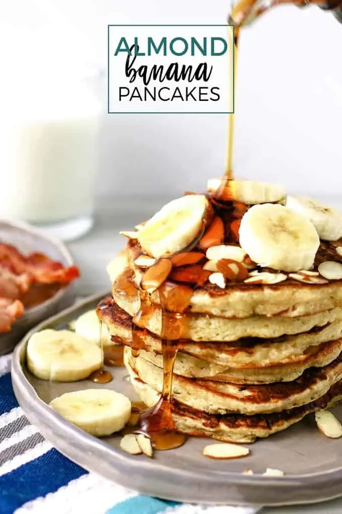 almond banana pancakes pinterest image