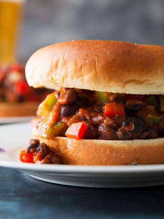 close up photo of black bean sloppy joes recipe