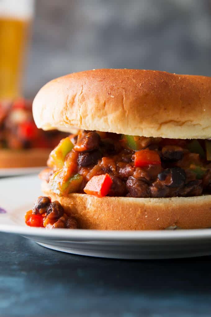 close up photo of black bean sloppy joes recipe