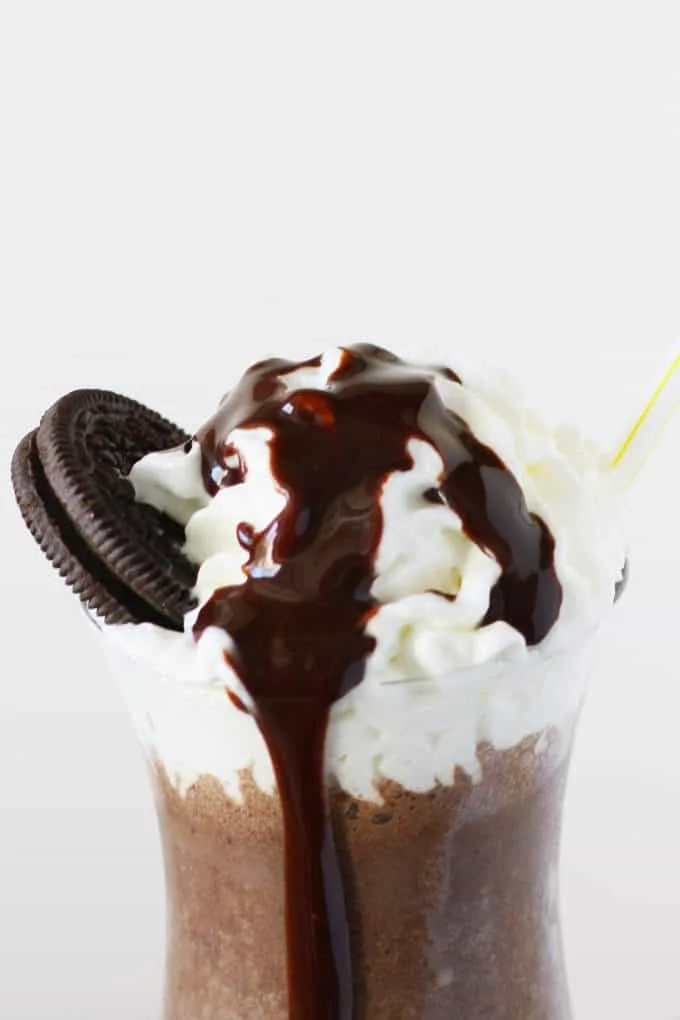 closeup photo of cookie coffee milkshake