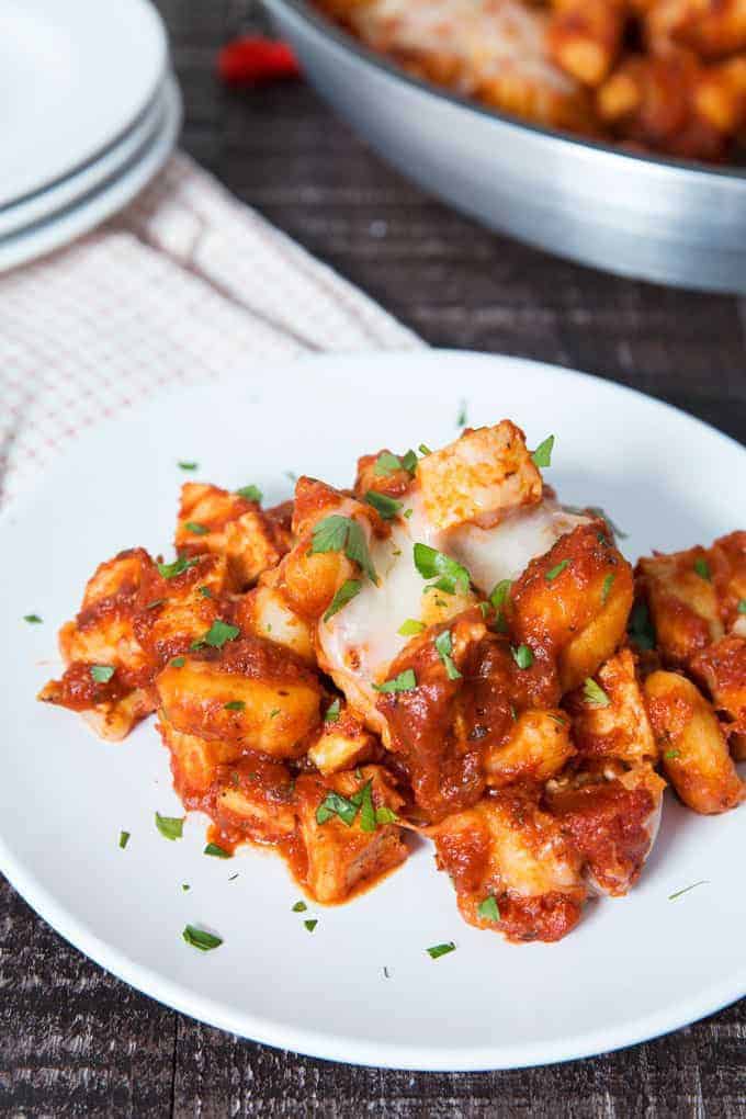 one pan cheesy gnocchi on a plate