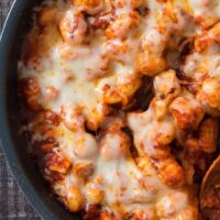 one pan cheesy gnocchi in a pan