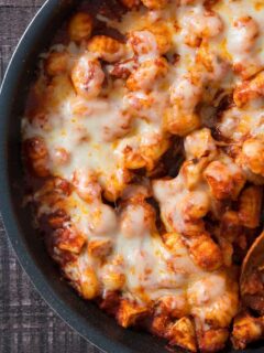 one pan cheesy gnocchi in a pan