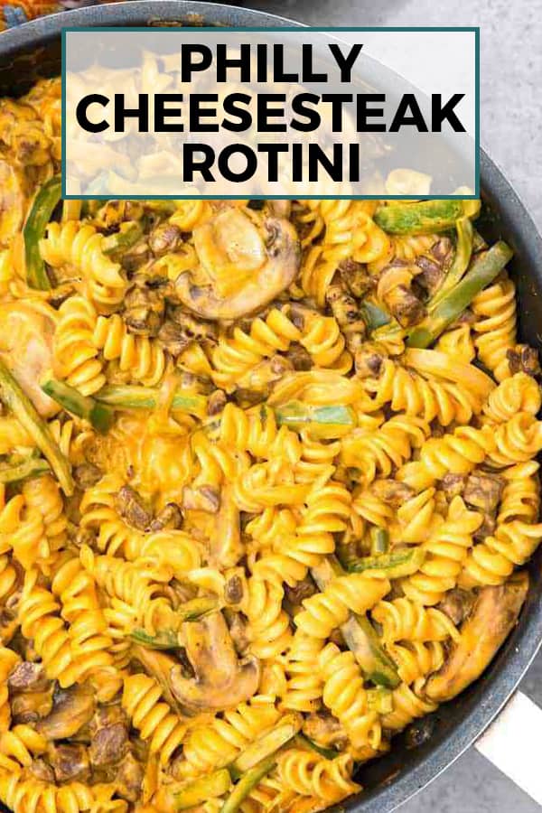 Philly cheesesteak rotini pinterest image