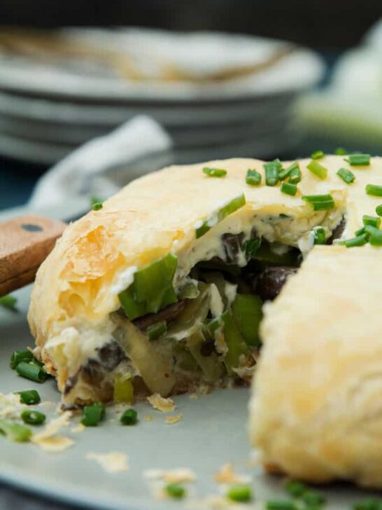Leek Mushroom Cheese Stuffed Puff Pastry