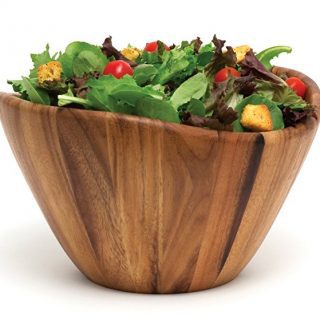 Lipper International 1174 Acacia Wave Serving Bowl for Fruits or Salads, Large, 12" Diameter x 7" Height, Single Bowl