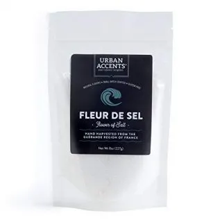 Urban Accents Fleur de Sel - Flower of Salt –Sea Salt from France, Great for Savory & Sweet Dishes and Hand Harvested by Wooden Tools, for an Airy, Fluffy Texture, 8 Ounces.