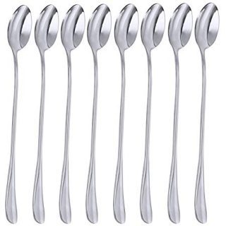 Long Handle Spoon, MCIRCO Stainless Steel Spoon Set Mixing Spoon Ice Cream Spoon Long Spoon Iced Tea Spoon Coffee Spoon Dessert Spoon Milkshake Spoon,Set of 8(Ice spoon)