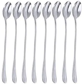 Long Handle Spoon, MCIRCO Stainless Steel Spoon Set Mixing Spoon Ice Cream Spoon Long Spoon Iced Tea Spoon Coffee Spoon Dessert Spoon Milkshake Spoon,Set of 8(Ice spoon)