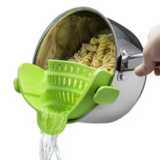 Kitchen Gizmo Snap 'N Strain Strainer, Clip On Silicone Colander, Fits all Pots and Bowls - Lime Green