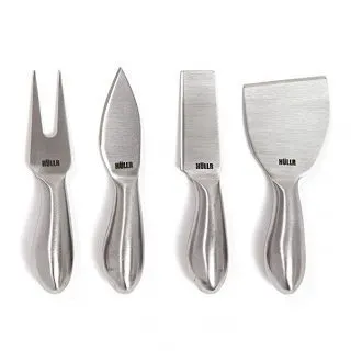 HULLR Premium 4-Piece Stainless Steel Cheese Knives Set Collection In Gift Box
