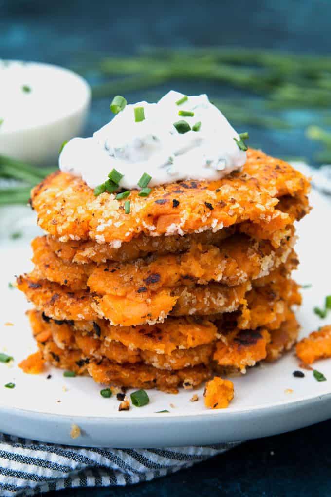 Best Sweet Potato Pancake Recipe with Chive Sauce