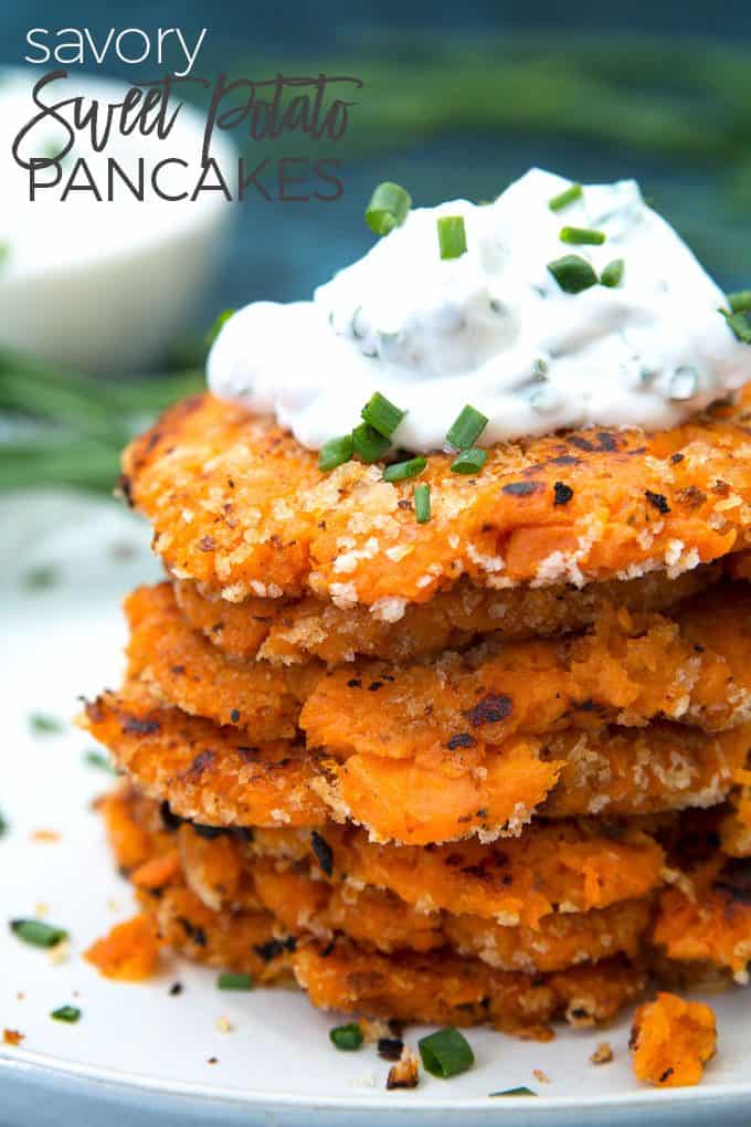 savory sweet potato pancakes pin