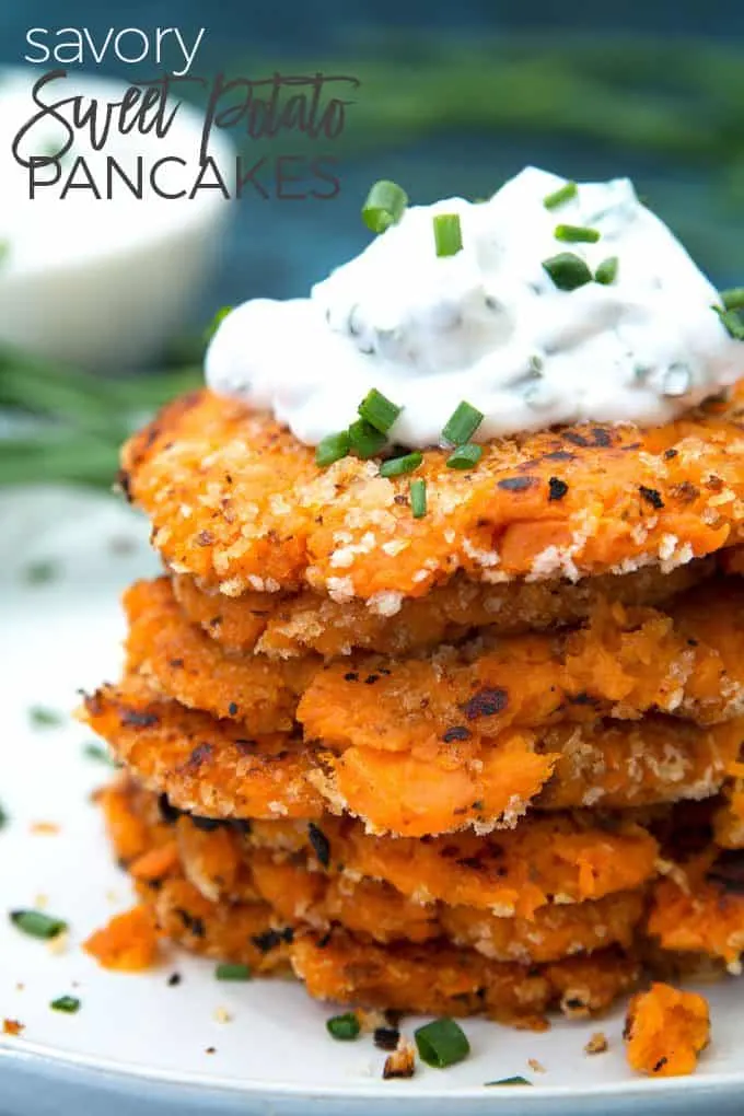 savory sweet potato pancakes pin