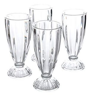 General Store by Gibson Embossed Glass 12 oz Milk Shake Glass (4 Pack), Clear