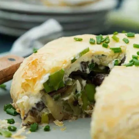 Leek Mushroom Cheese Stuffed Puff Pastry