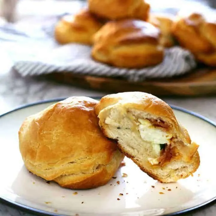 Egg White Bacon Cheese Stuffed Biscuits