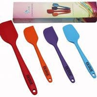 GLOUE spatula-4pcs 450oF Heat-Resistant Baking Spoon & Spatulas - Ergonomic Easy-to-Clean Seamless One-Piece Design - Nonstick - Dishwasher Safe - Solid Stainless Steel, Multicolor