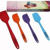 GLOUE spatula-4pcs 450oF Heat-Resistant Baking Spoon & Spatulas - Ergonomic Easy-to-Clean Seamless One-Piece Design - Nonstick - Dishwasher Safe - Solid Stainless Steel, Multicolor