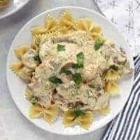 Crockpot Creamy Chicken Mushrooms and Peas