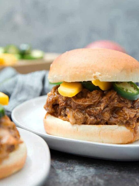 Slow Cooker Mango Pulled Pork Sandwiches
