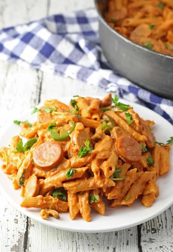 18 Easy Pasta Dinner Recipes - One Pot Spicy Sausage Skillet