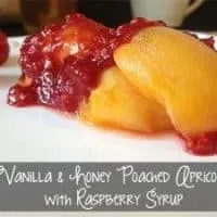 Vanilla and Honey Poached Apricots with Raspberry Syrup
