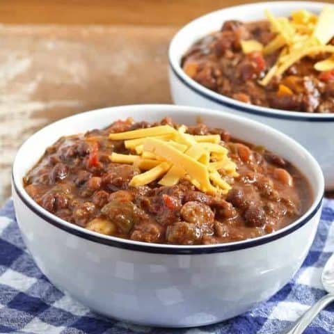 Slow Cooker Ground Beef and Chorizo Chili