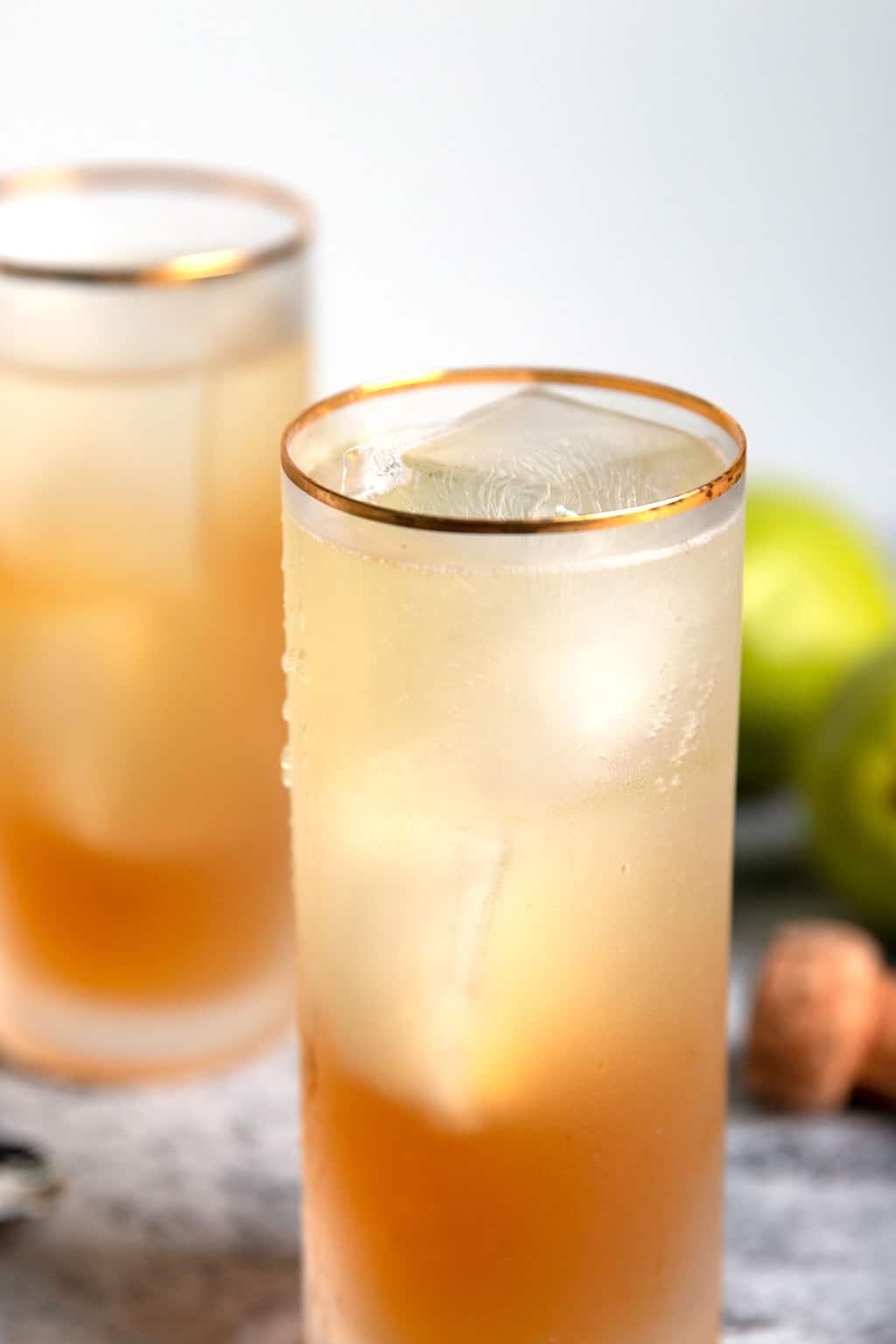 sparkling bourbon pear cocktail without garnish