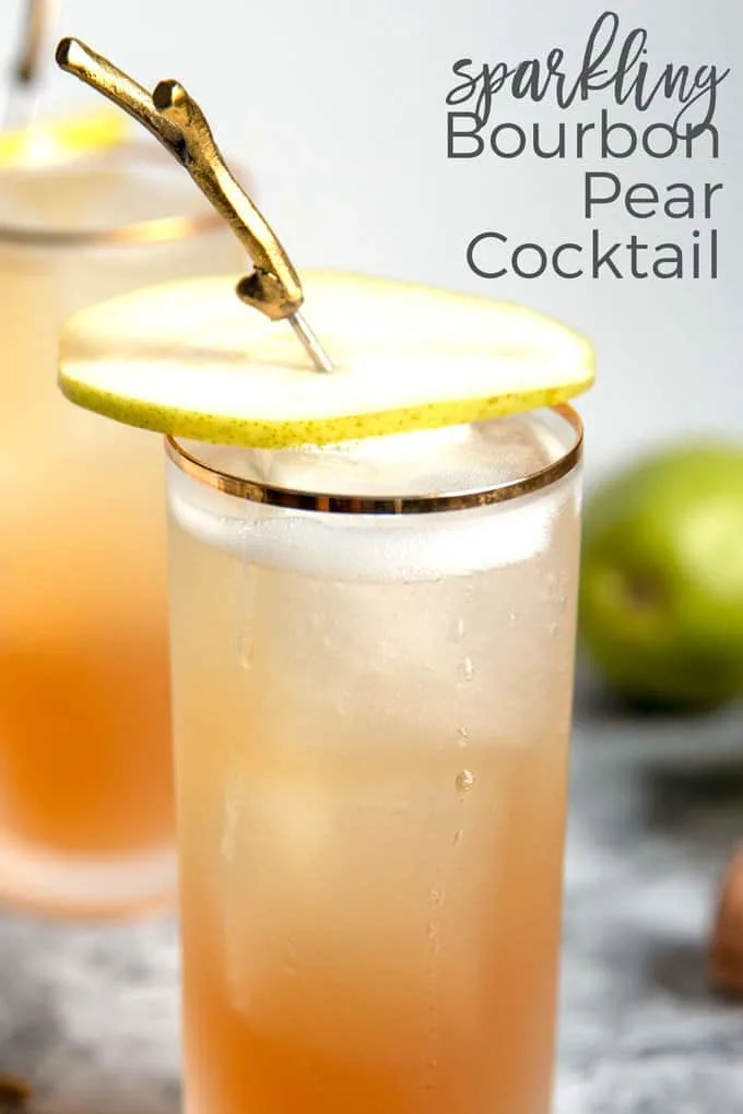 sparkling bourbon pear cocktail pinterest image