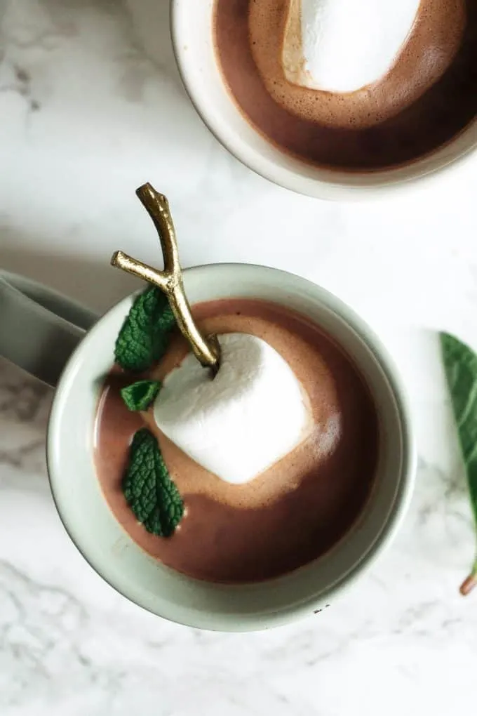 one mug of boozy mint hot chocolate