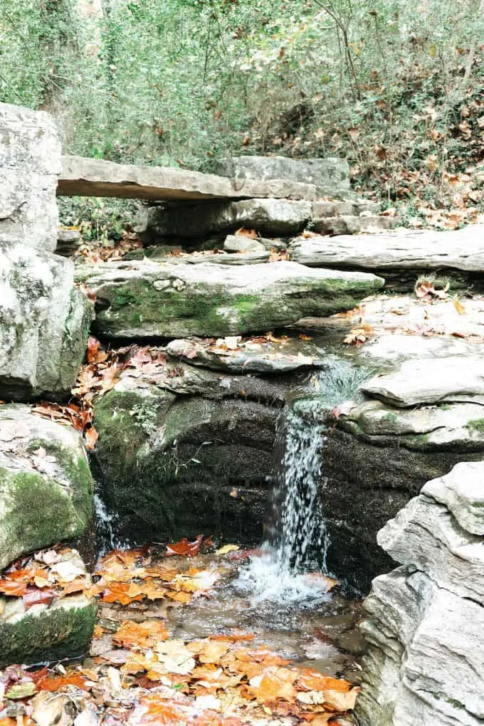 waterfall on the Crystal Bridges nature path