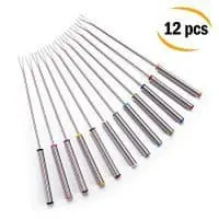 Set of 12 Stainless Steel Fondue Forks 9.5" - Color Coding Cheese Fondue Forks with Heat Resistant Handle for Chocolate Fountain Cheese Fondue Roast Marshmallows by Sago Brothers