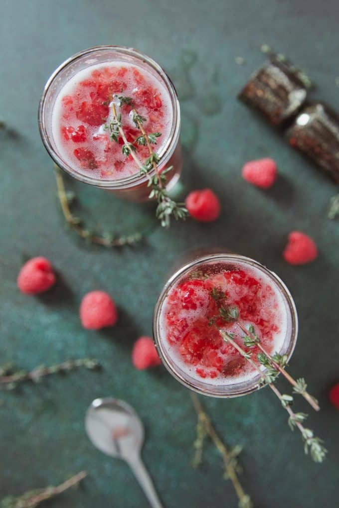 2 raspberry kir royale cocktails