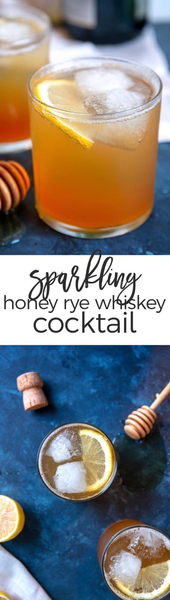 sparkling honey rye whiskey cocktail pin