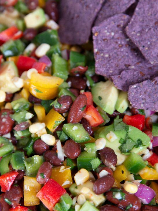 texas caviar with tortilla chips