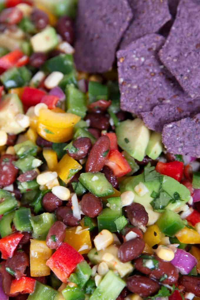 texas caviar with tortilla chips