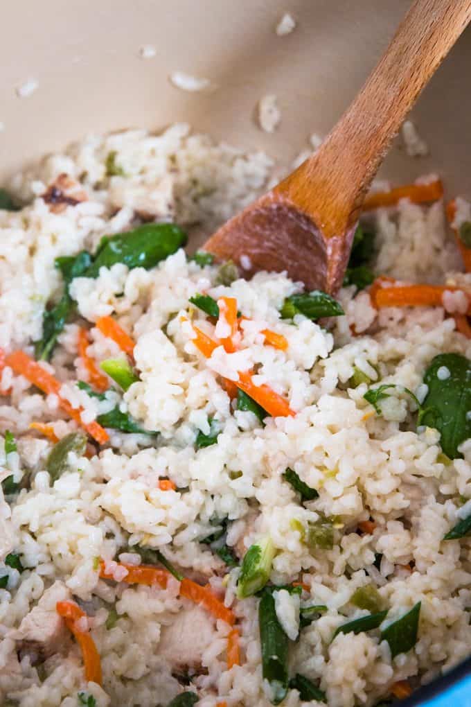 one pot spicy Thai rice in a pot