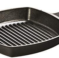 Lodge 10.5 Inch Square Cast Iron Grill Pan. Pre-seasoned Grill Pan with Easy Grease Draining for Grilling Bacon, Steak, and Meats.