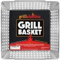 Grillaholics Grill Basket - Large Grilling Basket for More Vegetables - Heavy Duty Stainless Steel Grilling Accessories Built to Last - Perfect Vegetable Grill Basket for All Grills and Veggies