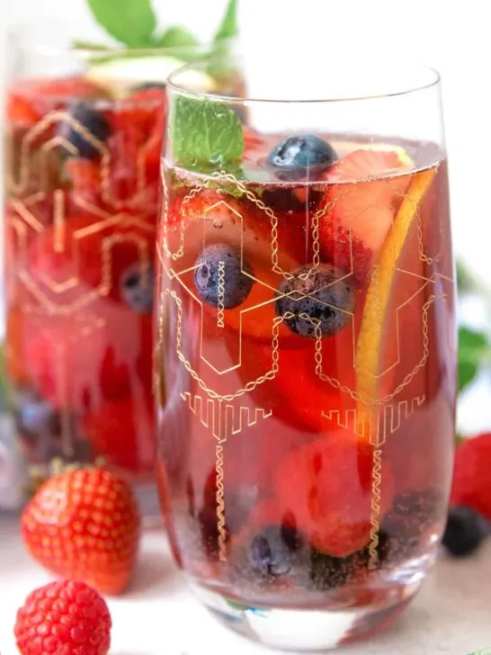 two glasses of berry rosé sangria