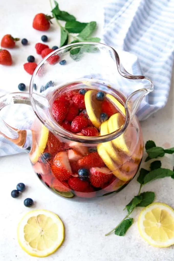 photo of pitcher full of berry rosé sangria