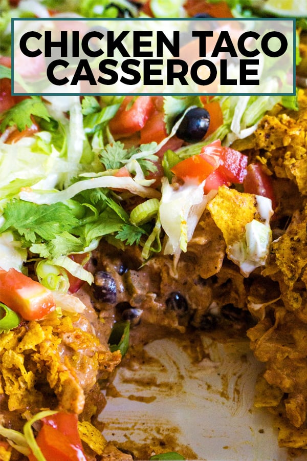 chicken taco casserole pin image