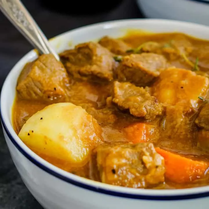 close up photo of beef pumpkin stew