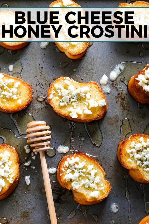 blue cheese honey crostini pinterest image