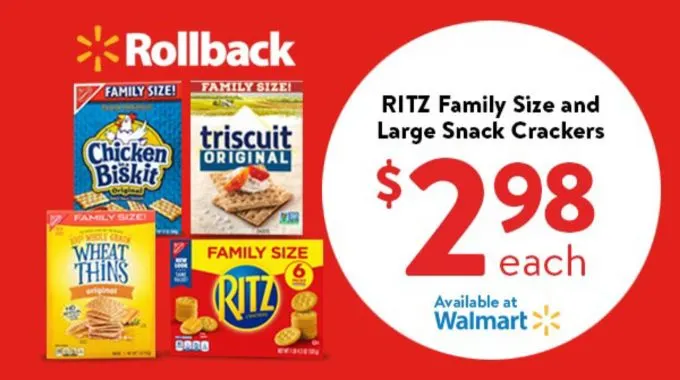 Walmart Rollback RITZ Family size snack crackers image